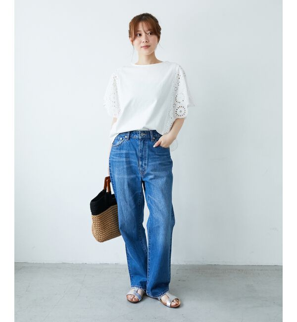  「《手洗い可能》スカラップレーススリーブカットソー」|Tシャツ・カットソー|