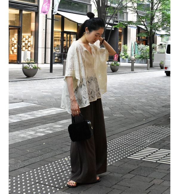  「《手洗い可能》パッチワーク風レーススキッパーブラウス」|シャツ・ブラウス|