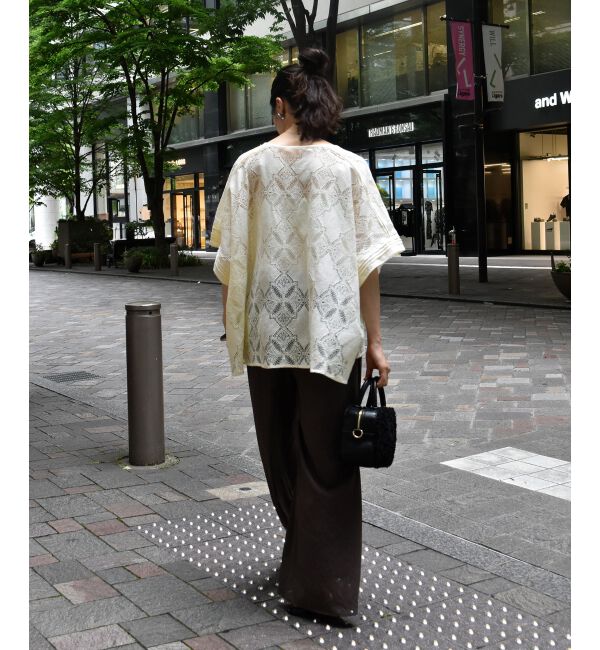  「《手洗い可能》パッチワーク風レーススキッパーブラウス」|シャツ・ブラウス|