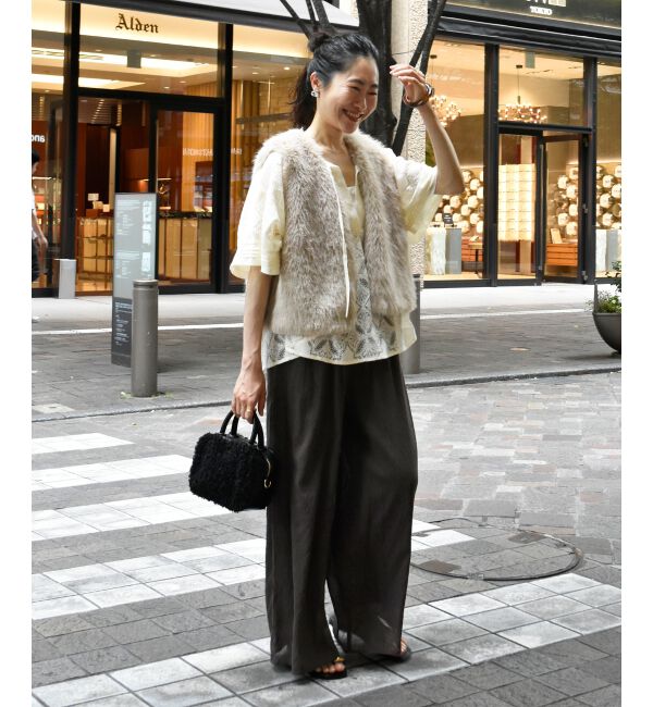  「《手洗い可能》パッチワーク風レーススキッパーブラウス」|シャツ・ブラウス|