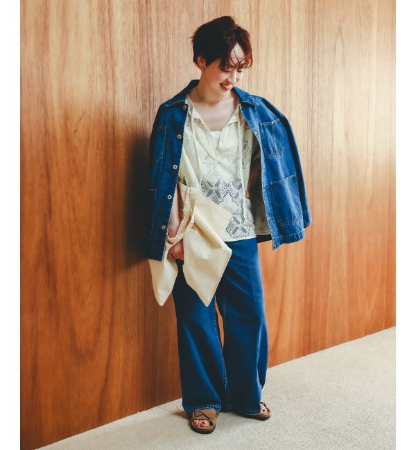  「《手洗い可能》パッチワーク風レーススキッパーブラウス」|シャツ・ブラウス|