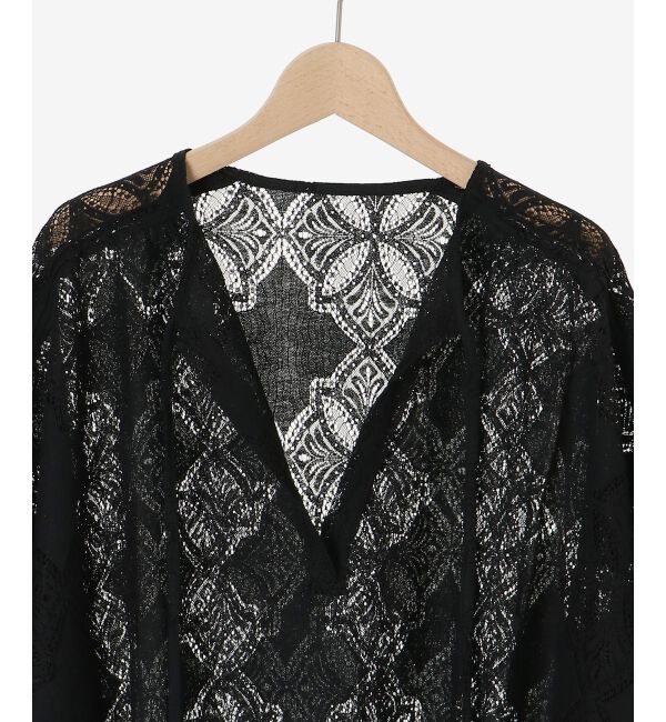  「《手洗い可能》パッチワーク風レーススキッパーブラウス」|シャツ・ブラウス|