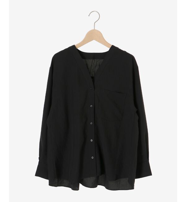  「《手洗い可能》エアータンブラーノーカラーブラウス」|シャツ・ブラウス|