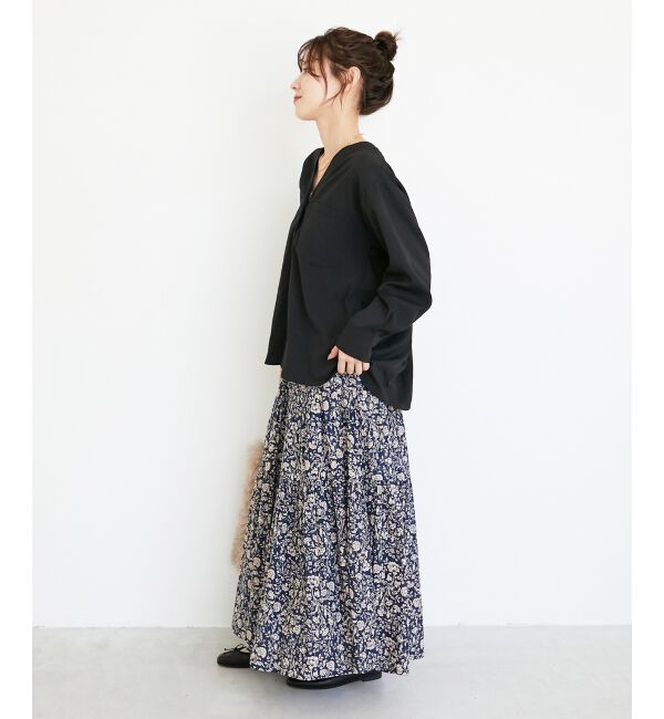  「《手洗い可能》エアータンブラーノーカラーブラウス」|シャツ・ブラウス|