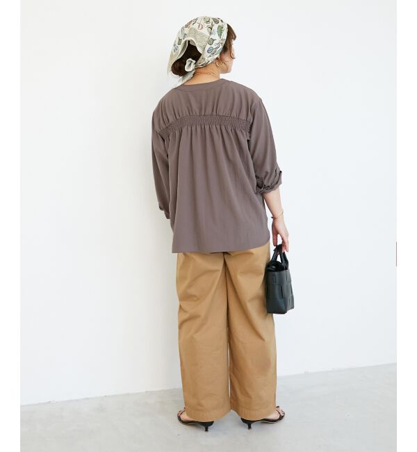  「《手洗い可能》エアータンブラーノーカラーブラウス」|シャツ・ブラウス|