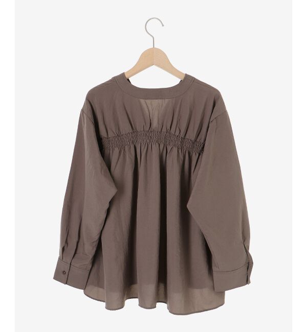  「《手洗い可能》エアータンブラーノーカラーブラウス」|シャツ・ブラウス|