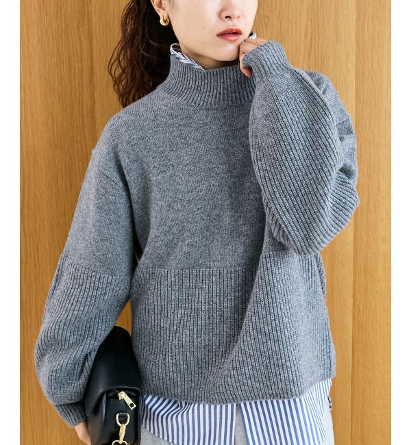  「片畦キリカエバックデザインニット」|ニット・セーター|グレー