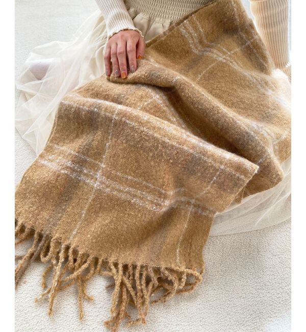 MAJESTICLEGON「ブークレチェックストール」|ストール|ベージュ柄