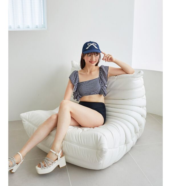 MAJESTICLEGON「ギンガムフリルスイムウェア/水着」|その他|ブラック柄