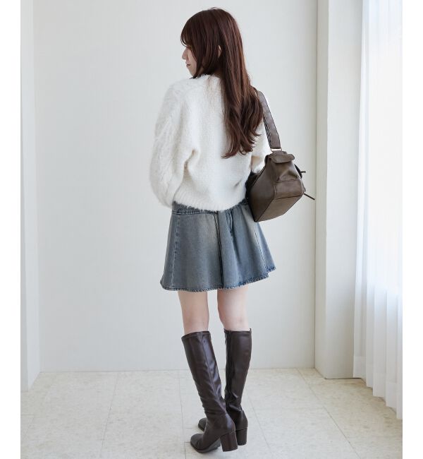 MAJESTICLEGON「フラワーモチーフボタンケーブルカーデ」|カーディガン|