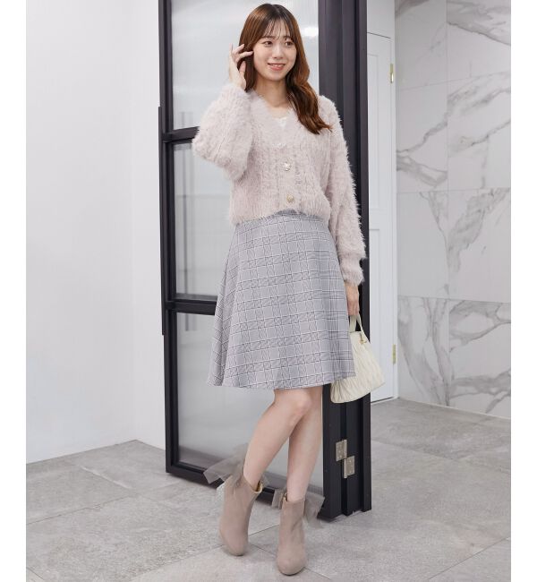 MAJESTICLEGON「フラワーモチーフボタンケーブルカーデ」|カーディガン|