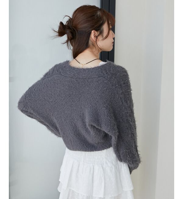 MAJESTICLEGON「フラワーモチーフボタンケーブルカーデ」|カーディガン|