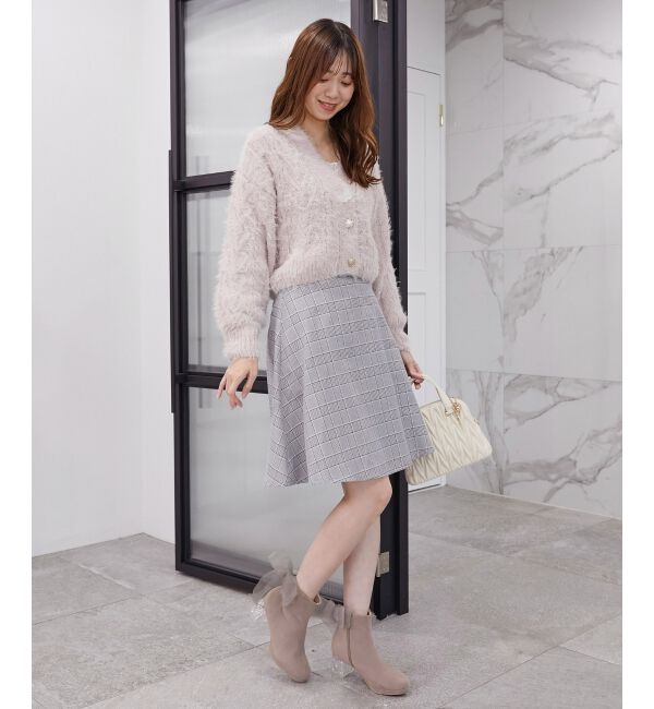 MAJESTICLEGON「フラワーモチーフボタンケーブルカーデ」|カーディガン|