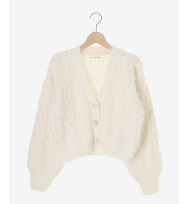 MAJESTICLEGON「フラワーモチーフボタンケーブルカーデ」|カーディガン|