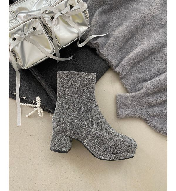 MAJESTICLEGON「フカフカヒールストレッチブーツ」|ショートブーツ|