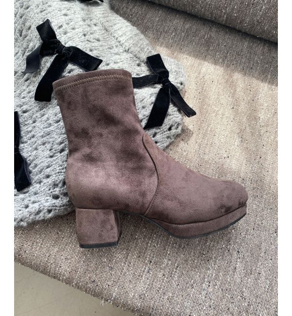 MAJESTICLEGON「フカフカヒールストレッチブーツ」|ショートブーツ|