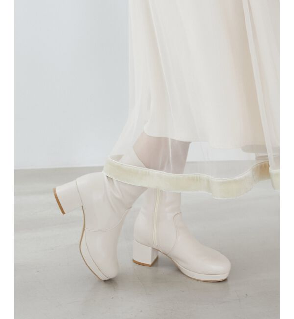 MAJESTICLEGON「フカフカヒールストレッチブーツ」|ショートブーツ|
