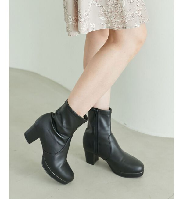 MAJESTICLEGON「フカフカヒールストレッチブーツ」|ショートブーツ|
