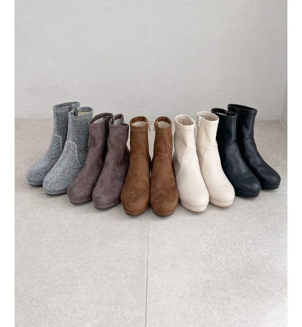 MAJESTICLEGON「フカフカヒールストレッチブーツ」|ショートブーツ|
