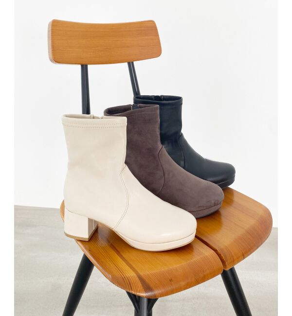 MAJESTICLEGON「フカフカヒールストレッチブーツ」|ショートブーツ|