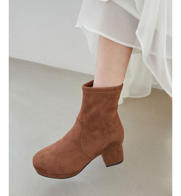 MAJESTICLEGON「フカフカヒールストレッチブーツ」|ショートブーツ|