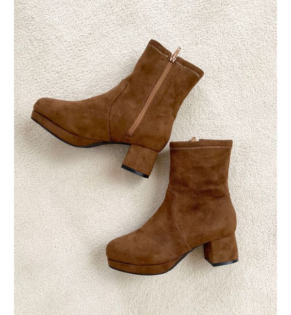 MAJESTICLEGON「フカフカヒールストレッチブーツ」|ショートブーツ|