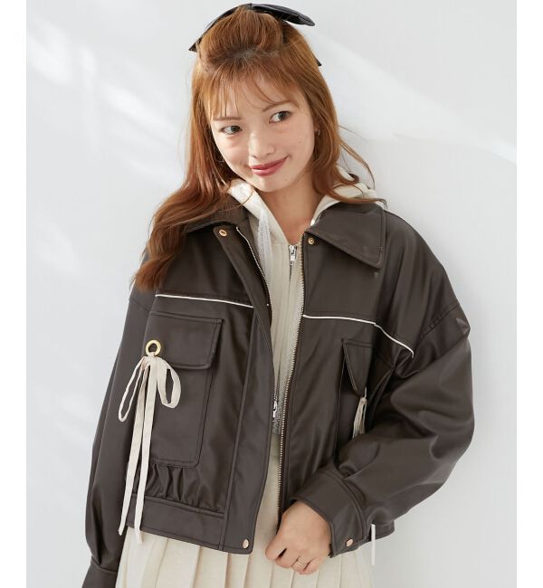 MAJESTICLEGON「2wayリボンバイカラーブルゾン」|ブルゾン・スタジャン|