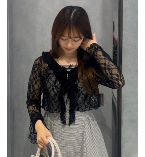  「◎フリルカラーリボンカーディガン」|カーディガン|