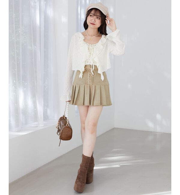  「◎フリルカラーリボンカーディガン」|カーディガン|