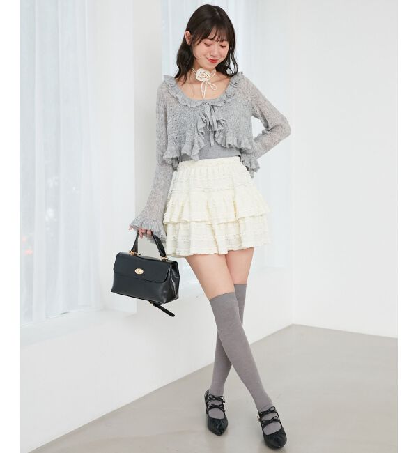 MAJESTICLEGON「フリルカーデ&times;リボンインナーセット」|カーディガン|