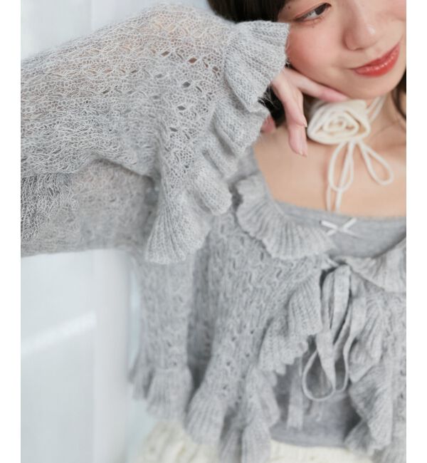 MAJESTICLEGON「フリルカーデ&times;リボンインナーセット」|カーディガン|