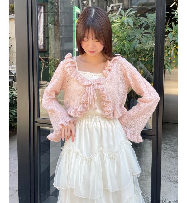 MAJESTICLEGON「フリルカーデ&times;リボンインナーセット」|カーディガン|