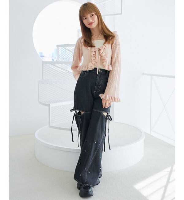 MAJESTICLEGON「フリルカーデ&times;リボンインナーセット」|カーディガン|