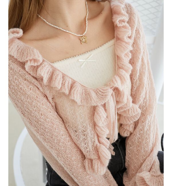 MAJESTICLEGON「フリルカーデ&times;リボンインナーセット」|カーディガン|