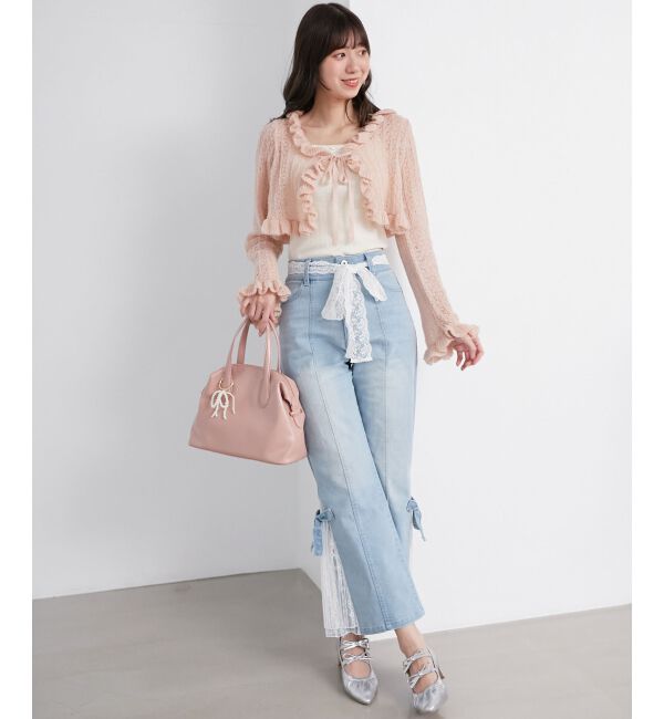 MAJESTICLEGON「フリルカーデ&times;リボンインナーセット」|カーディガン|