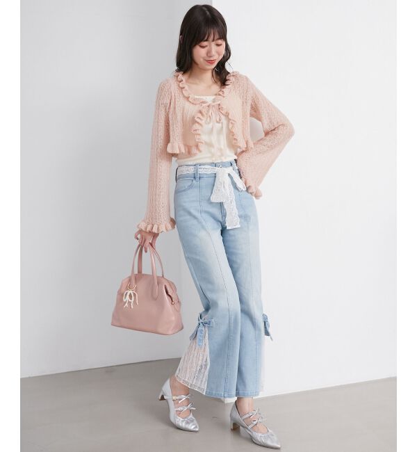 MAJESTICLEGON「フリルカーデ&times;リボンインナーセット」|カーディガン|