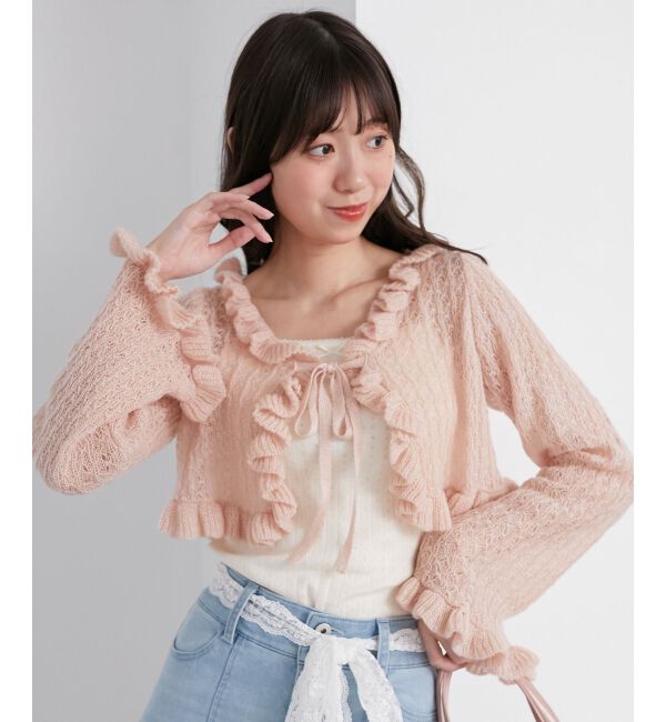 MAJESTICLEGON「フリルカーデ&times;リボンインナーセット」|カーディガン|