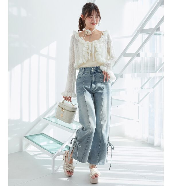 MAJESTICLEGON「フリルカーデ&times;リボンインナーセット」|カーディガン|