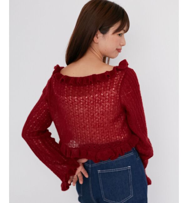 MAJESTICLEGON「フリルカーデ&times;リボンインナーセット」|カーディガン|