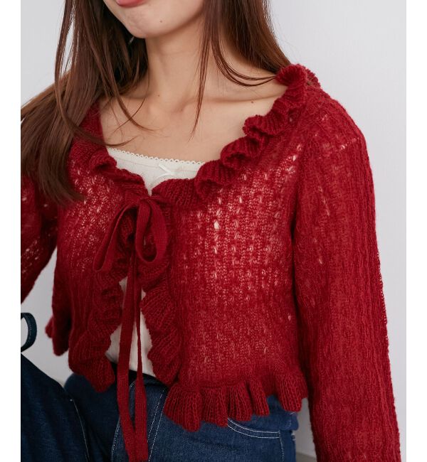 MAJESTICLEGON「フリルカーデ&times;リボンインナーセット」|カーディガン|