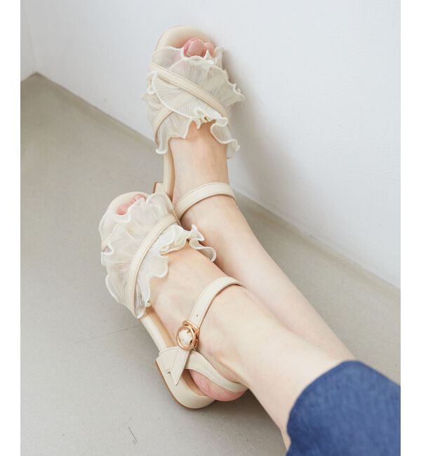  「シアーフリルサンダル」|サンダル|アイボリー