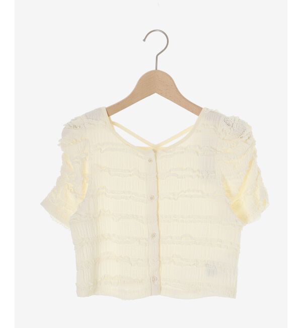  「前後2wayカットレースフリルカーデ」|カーディガン|
