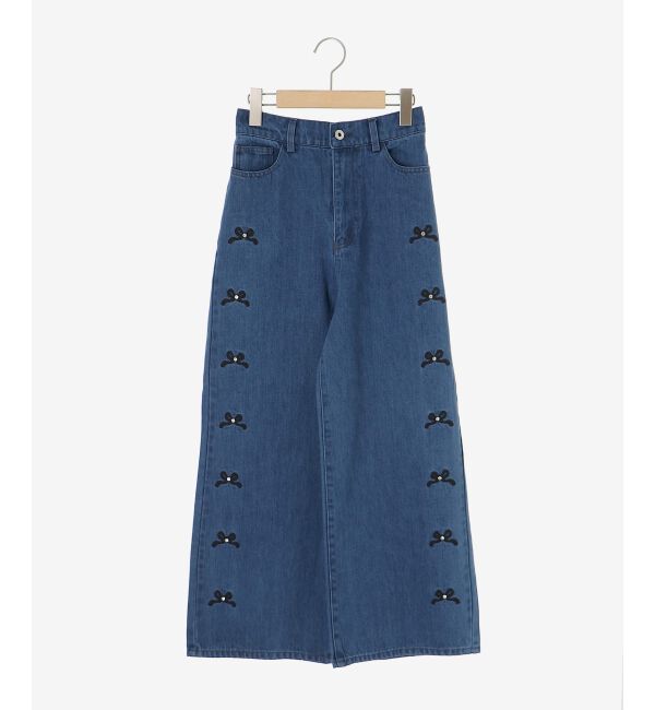 MAJESTICLEGON「リボンビジューデニムパンツ」|デニム|