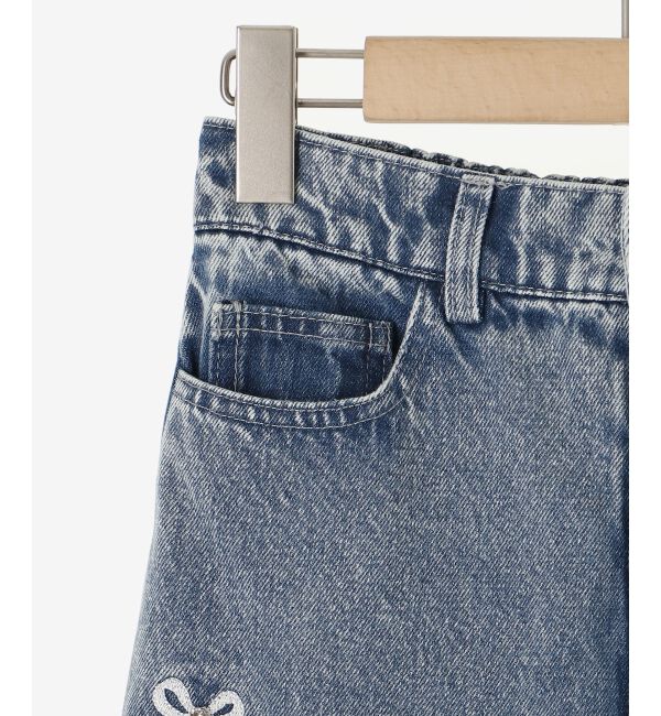 MAJESTICLEGON「リボンビジューデニムパンツ」|デニム|