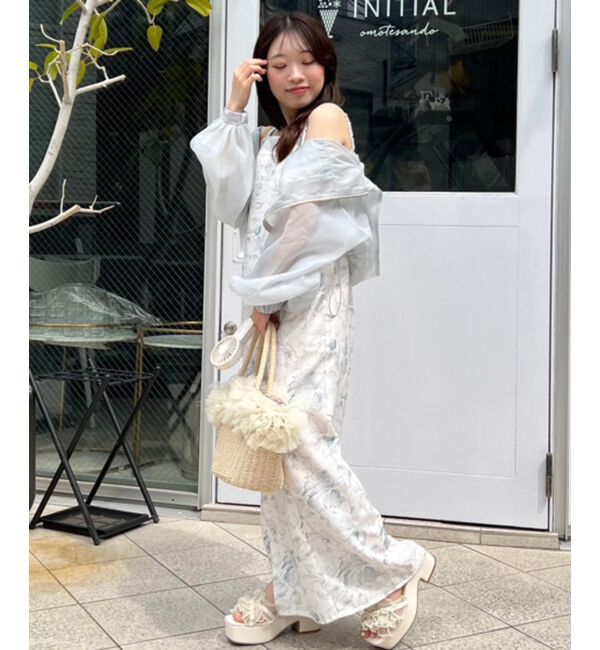  「パールリボンフリルボリュームサンダル」|サンダル|