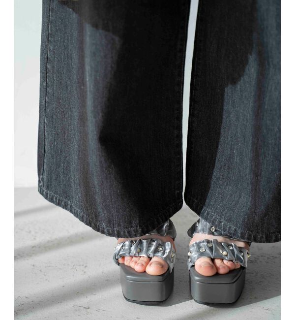  「シアービジュー厚底サンダル」|サンダル|