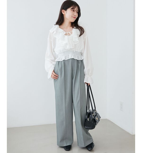  「センタープレスタックワイドパンツ」|その他|