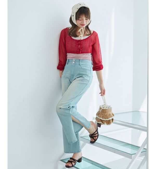  「透かしリボンニット&times;キャミセット」|ニット・セーター|