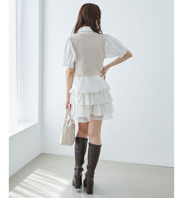  「&infin;ネクタイセットシャツドッキングニット」|ニット・セーター|