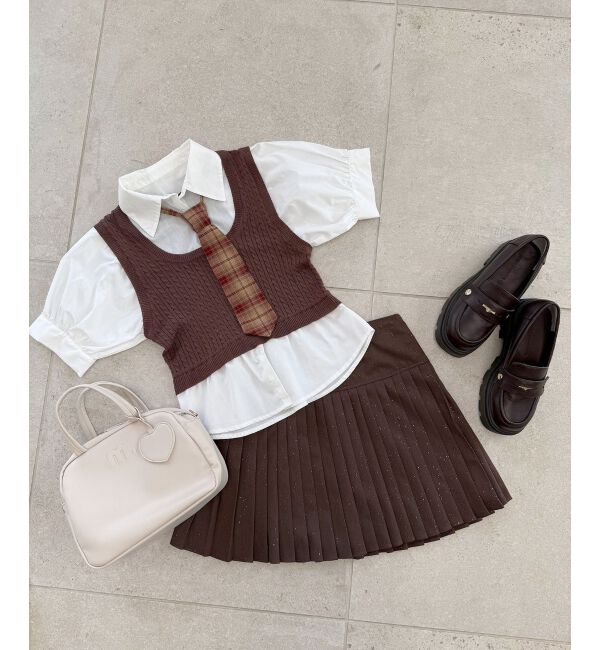  「&infin;ネクタイセットシャツドッキングニット」|ニット・セーター|